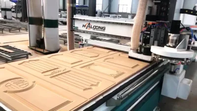 HALOONG ATC CNC router uses MDF sheet to perform traditional Chinese pattern decoration carving