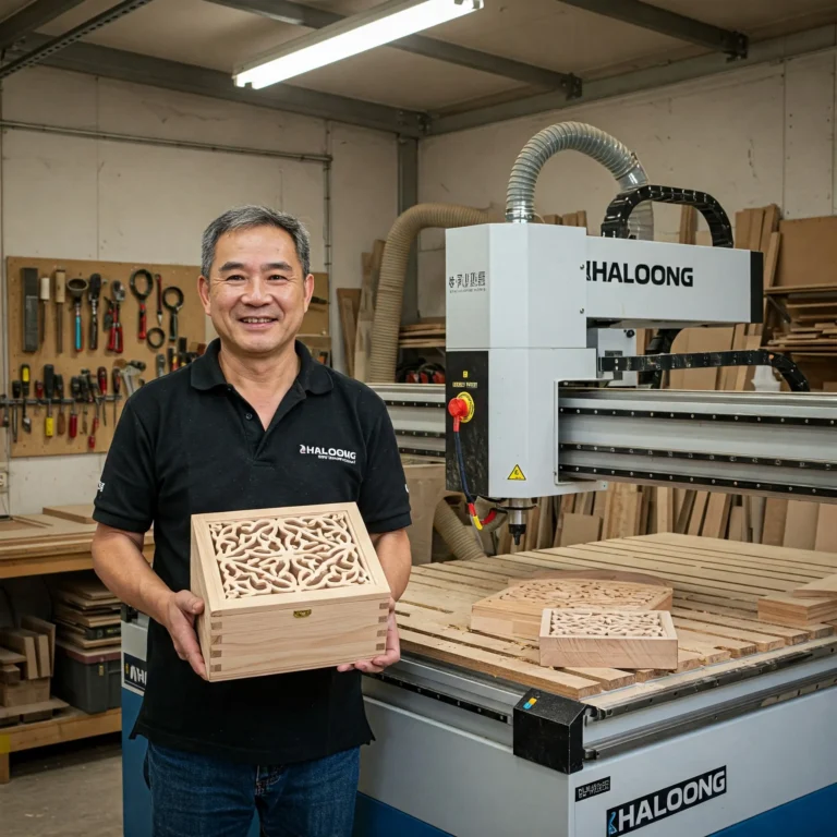 Customers-form-South Korea-are-showing-the-wood-products-carved-by-haloong-cnc-router-1