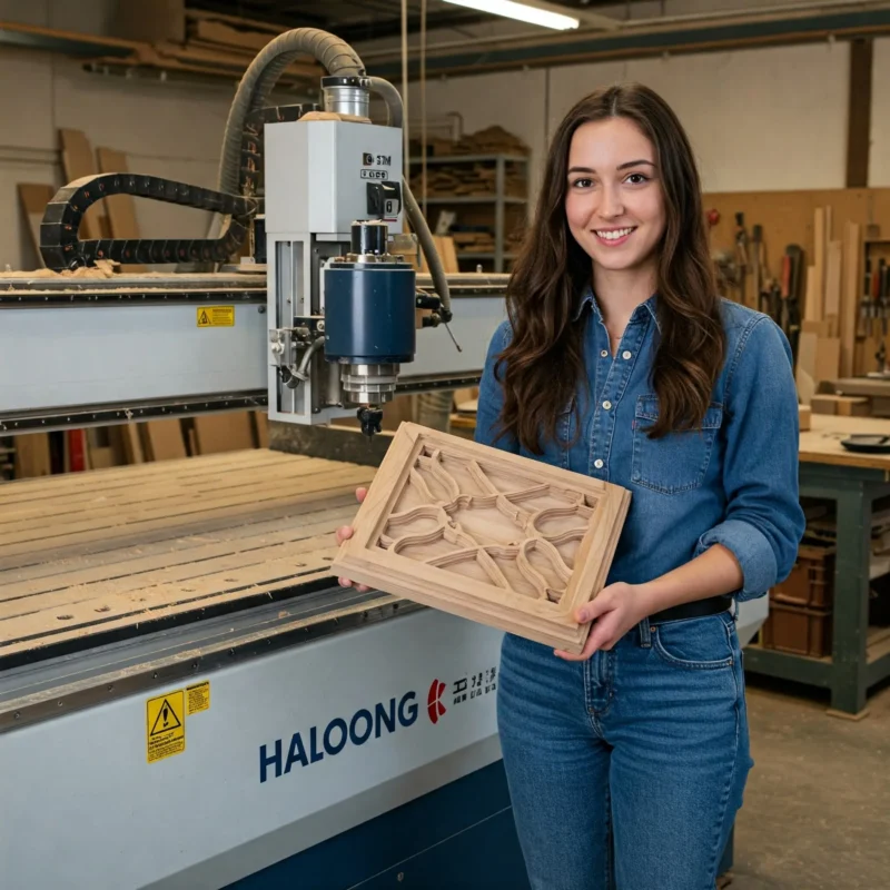 Customers-are-showing-the-wood-products-carved-by-haloong-cnc-router-1