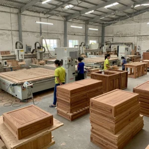 Furniture factory is using Haloong CNC nesting router to produce solid wood furniture
