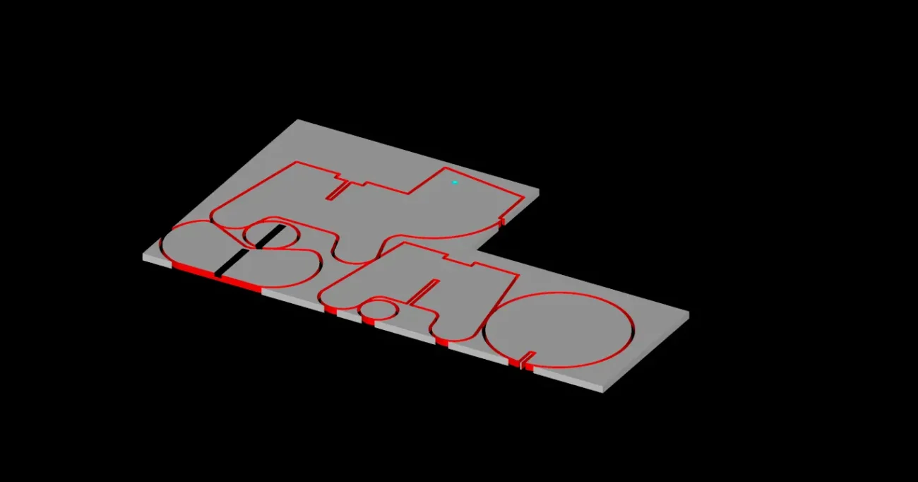 Use CAM software to simulate the machining path of the plane part drawing of the pig stool 2